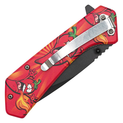 Wartech - 7.75" Blazing Pepper Print | Spring Assisted Pocket Knife