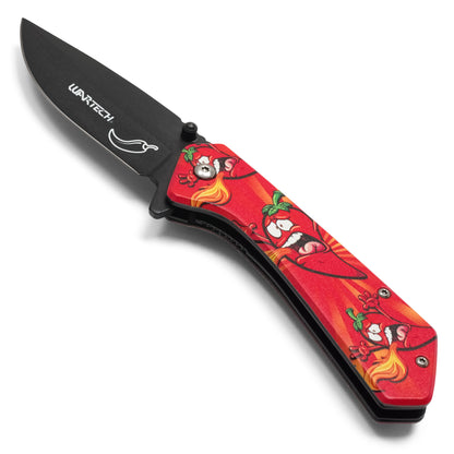 Wartech - 7.75" Blazing Pepper Print | Spring Assisted Pocket Knife