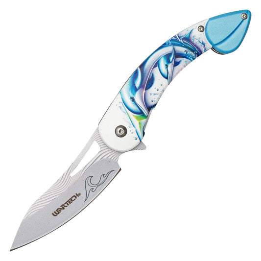 Wartech - 8" Blue Dolphins | Spring Assisted Pocket Knife