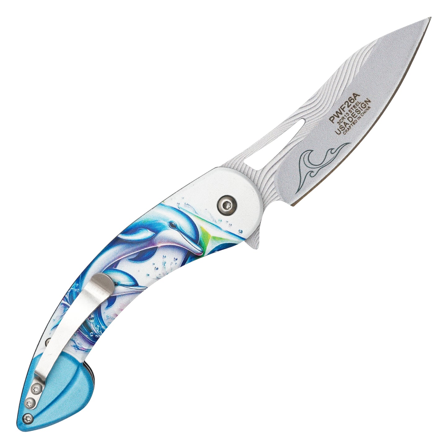 Wartech - 8" Blue Dolphins | Spring Assisted Pocket Knife