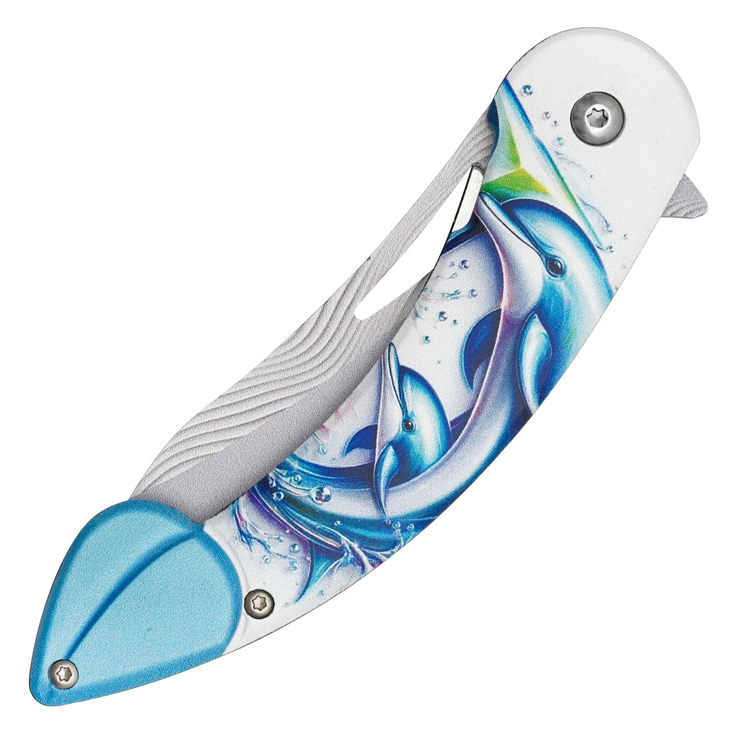 Wartech - 8" Blue Dolphins | Spring Assisted Pocket Knife