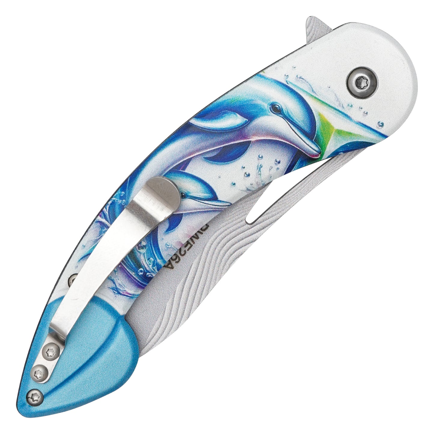 Wartech - 8" Blue Dolphins | Spring Assisted Pocket Knife