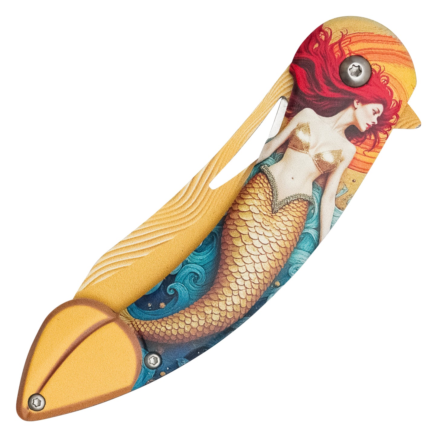 Wartech - 8" Golden Mermaid | Spring Assisted Pocket Knife