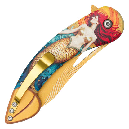 Wartech - 8" Golden Mermaid | Spring Assisted Pocket Knife