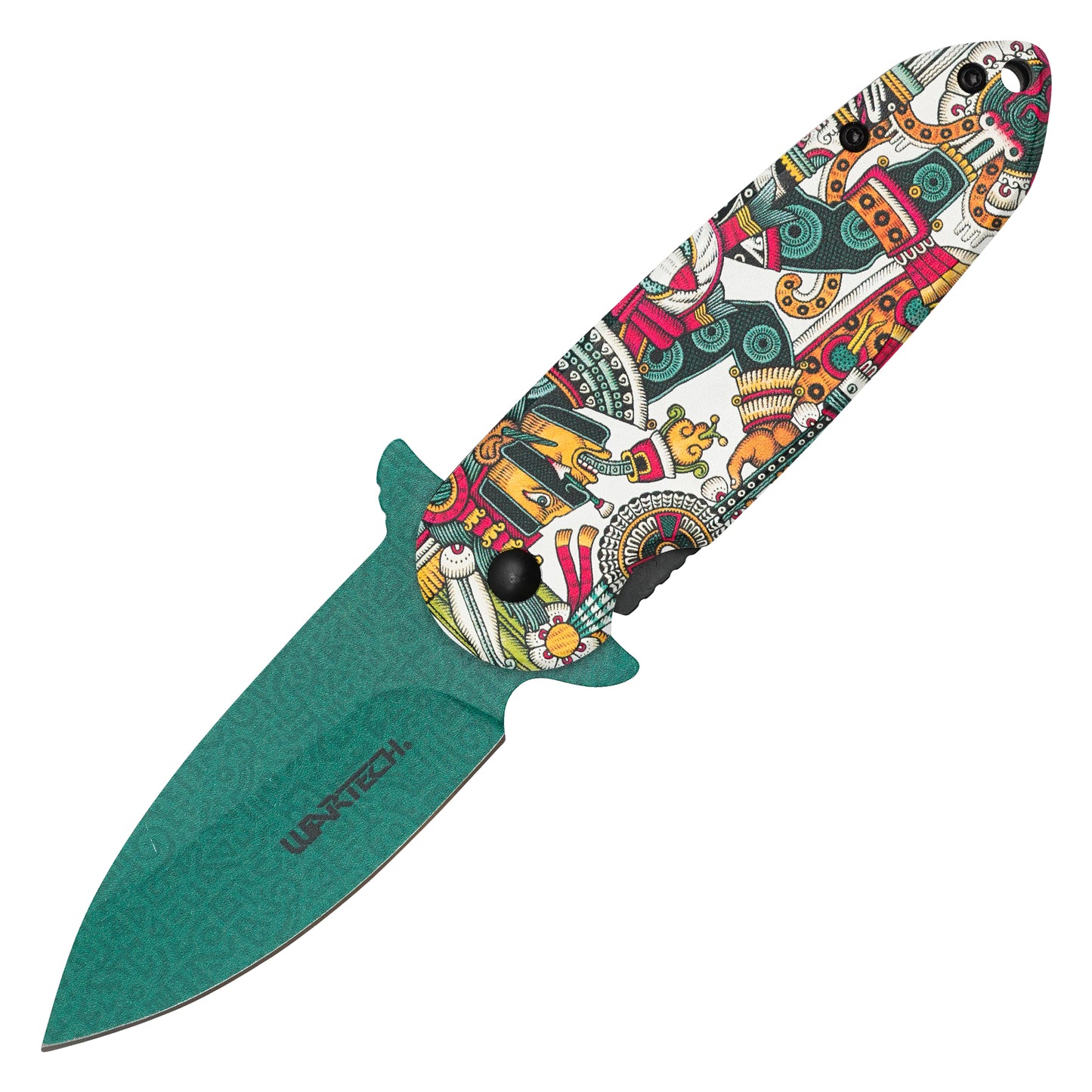 Wartech - 7.25" Aztec God  Spring Assisted Pocket Knife