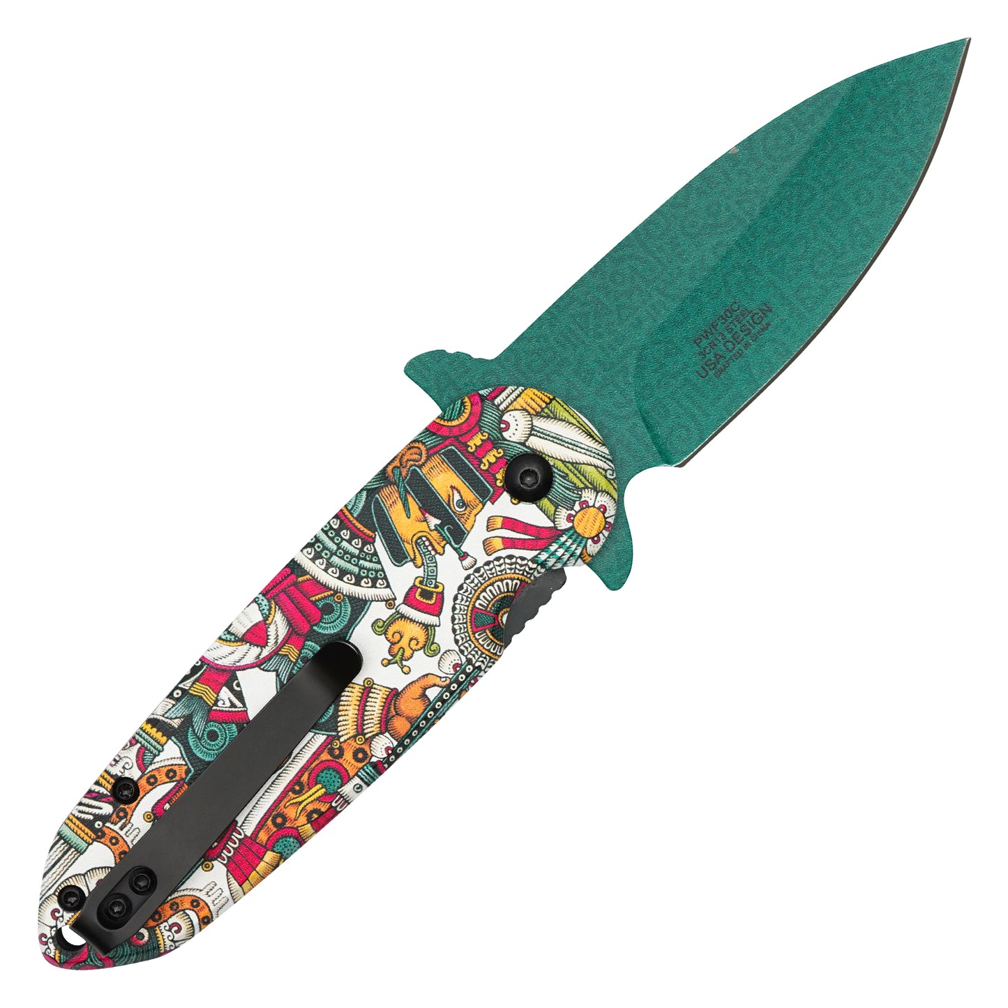 Wartech - 7.25" Aztec God  Spring Assisted Pocket Knife
