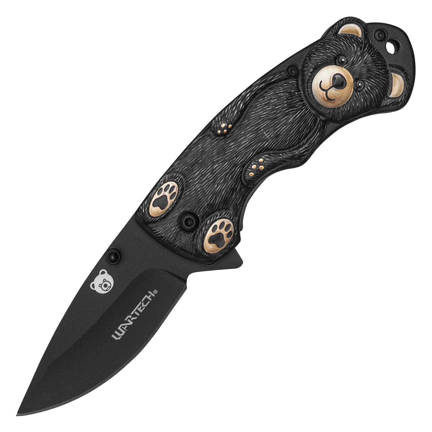 Wartech - 6.75" Black Bear 3D | Spring Assisted Pocket Knife