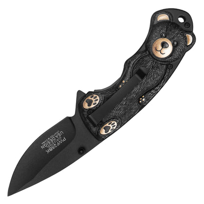 Wartech - 6.75" Black Bear 3D | Spring Assisted Pocket Knife