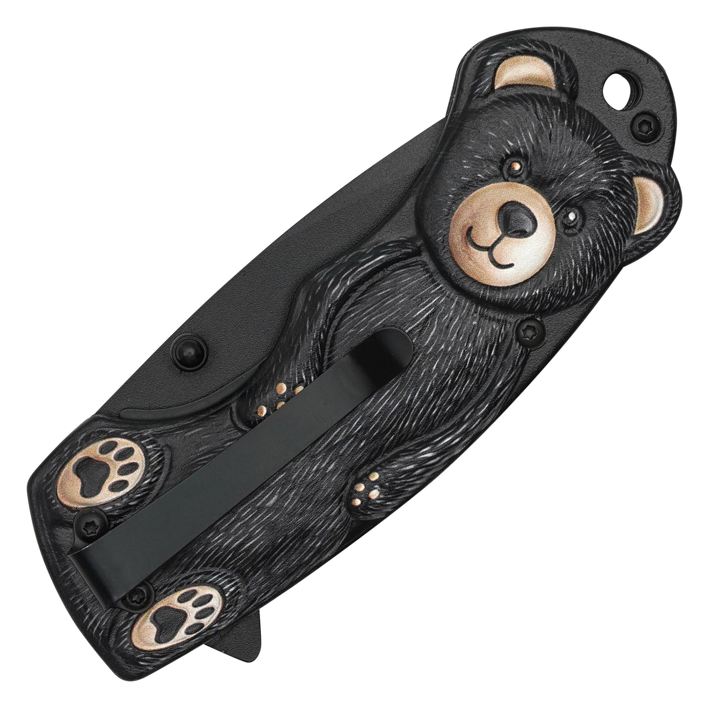 Wartech - 6.75" Black Bear 3D | Spring Assisted Pocket Knife