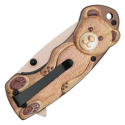 Wartech - 6.75" Brown Bear 3D | Spring Assisted Pocket Knife