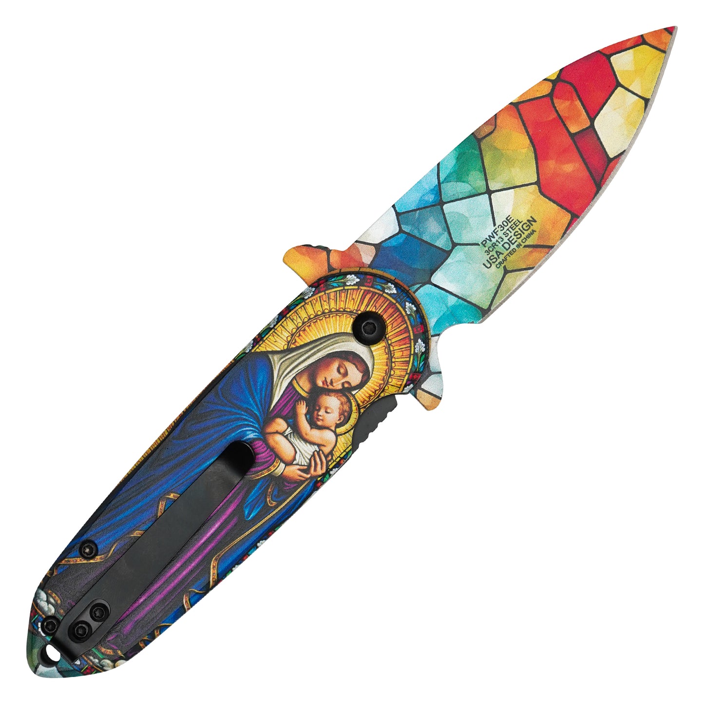 Wartech - 7.25" Holy Mary | Spring Assisted Pocket Knife
