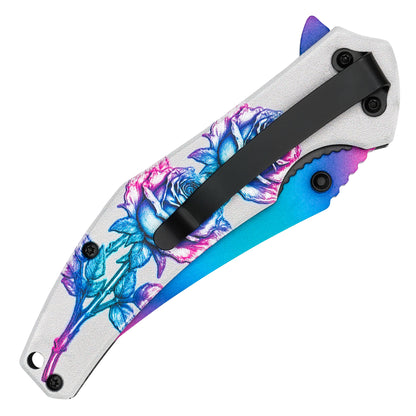 Wartech - 7.75" Neon Rose | Spring Assisted Pocket Knife