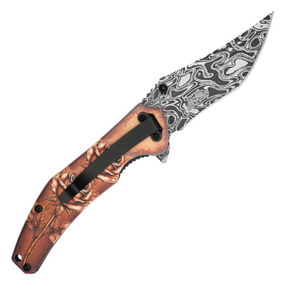 Wartech - 7.75" Damascus Rose | Spring Assisted Pocket Knife