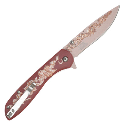 Wartech - 8" Brown Rose | Spring Assisted Pocket Knife