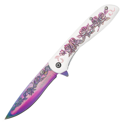 Wartech - 8" Rainbow Rose | Spring Assisted Pocket Knife