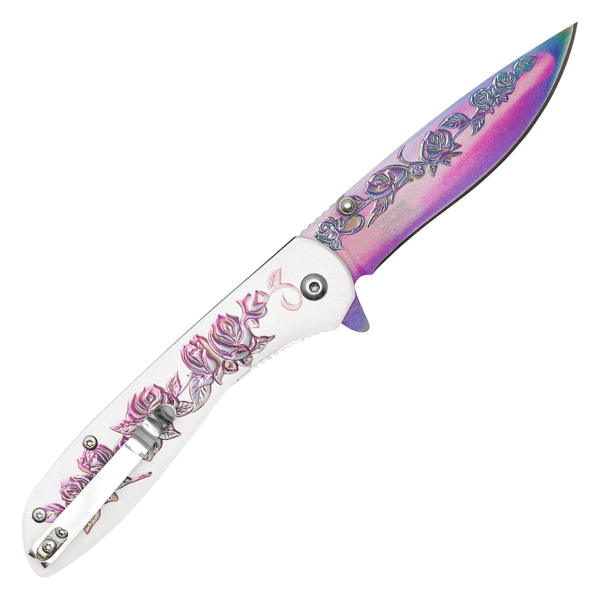Wartech - 8" Rainbow Rose | Spring Assisted Pocket Knife