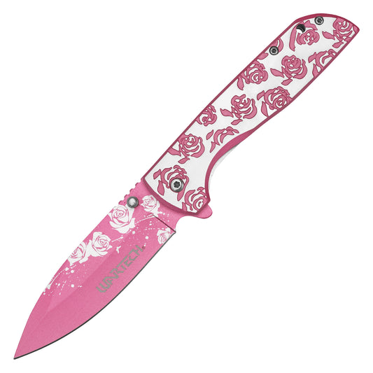Wartech - 8.25" Pink Rose | Spring Assisted Pocket Knife