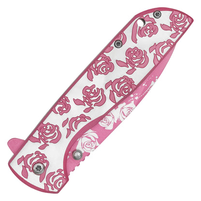 Wartech - 8.25" Pink Rose | Spring Assisted Pocket Knife
