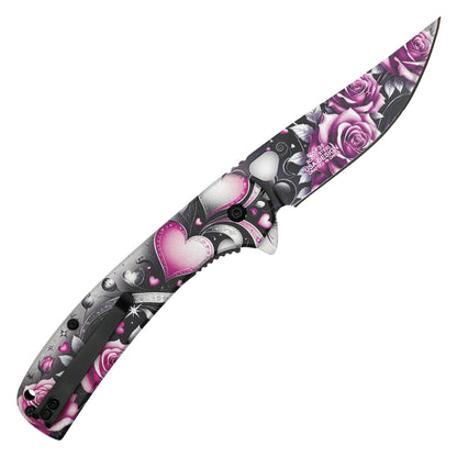 Wartech - 8" Love & Roses | Spring Assisted Pocket Knife