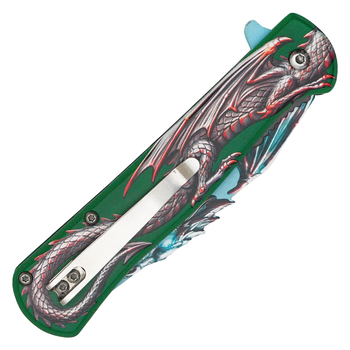 Wartech - 8" Emerald Dragon | Spring Assisted Pocket Knife
