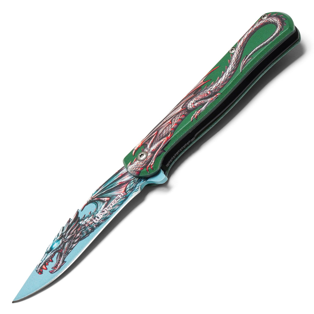 Wartech - 8" Emerald Dragon | Spring Assisted Pocket Knife