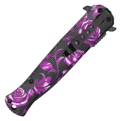 Wartech - 8.25" Violet Rose | Spring Assisted Pocket Knife