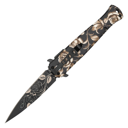 Wartech - 8.25" Golden Rose | Spring Assisted Pocket Knife