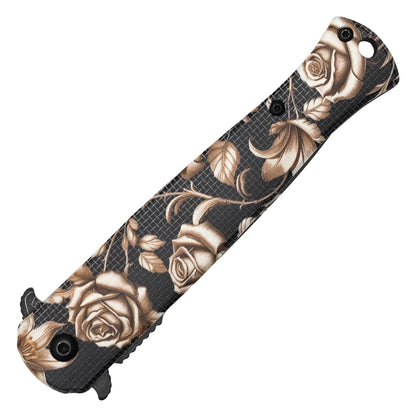Wartech - 8.25" Golden Rose | Spring Assisted Pocket Knife