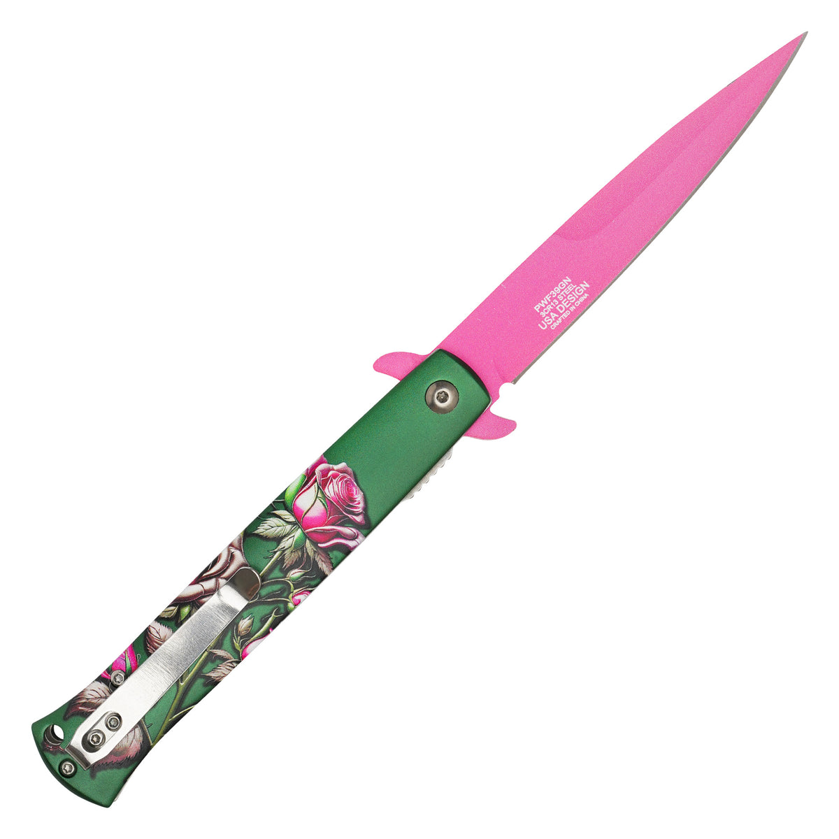 Wartech - 9" Garden Rose Stiletto | Spring Assisted Pocket Knife