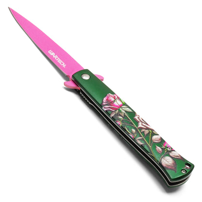 Wartech - 9" Garden Rose Stiletto | Spring Assisted Pocket Knife