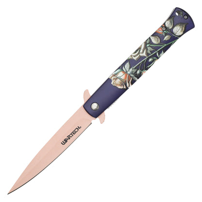 Wartech - 9" Midnight Rose Stiletto | Spring Assisted Pocket Knife