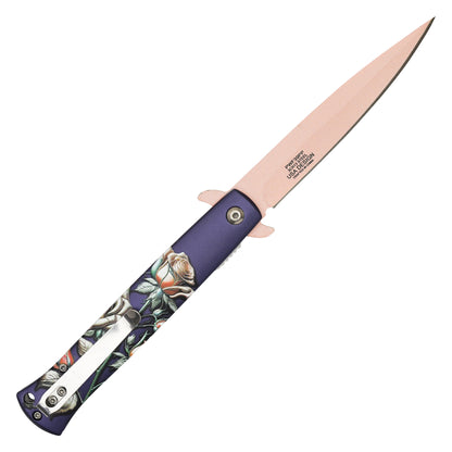 Wartech - 9" Midnight Rose Stiletto | Spring Assisted Pocket Knife