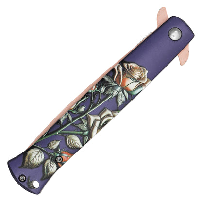 Wartech - 9" Midnight Rose Stiletto | Spring Assisted Pocket Knife