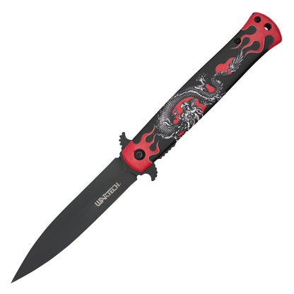 Wartech - 9" Red Dragonfire | Spring Assisted Pocket Knife