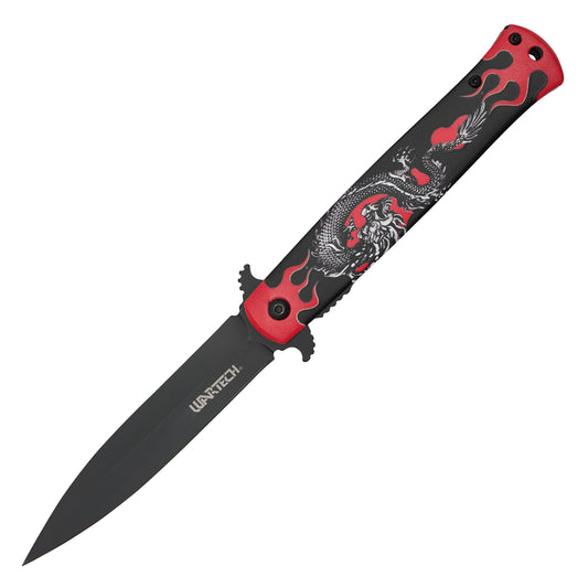 Wartech - 9" Red Dragonfire | Spring Assisted Pocket Knife