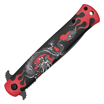 Wartech - 9" Red Dragonfire | Spring Assisted Pocket Knife