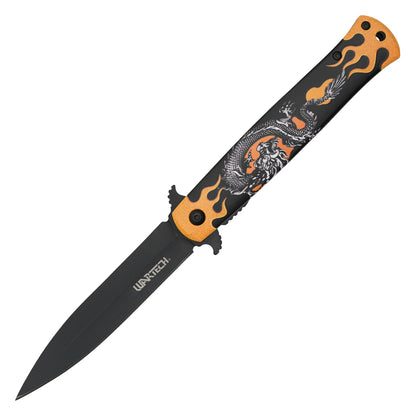 Wartech - 9" Gold Dragonfire | Spring Assisted Pocket Knife