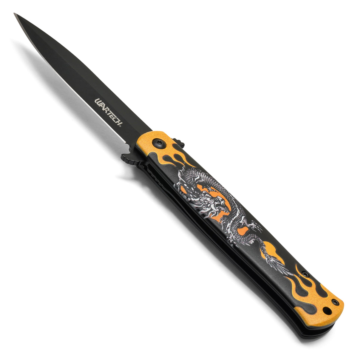 Wartech - 9" Gold Dragonfire | Spring Assisted Pocket Knife