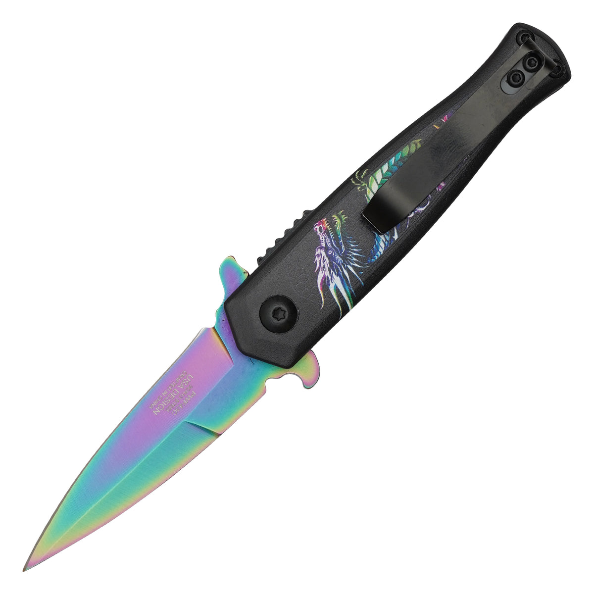Wartech - 6.25" Rainbow Dragon | Spring Assisted Pocket Knife