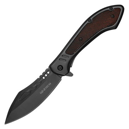 Wartech - 8.5" Black Textured | Spring Assisted Pocket Knife