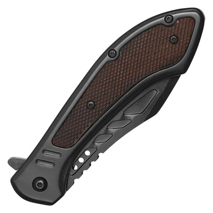 Wartech - 8.5" Black Textured | Spring Assisted Pocket Knife