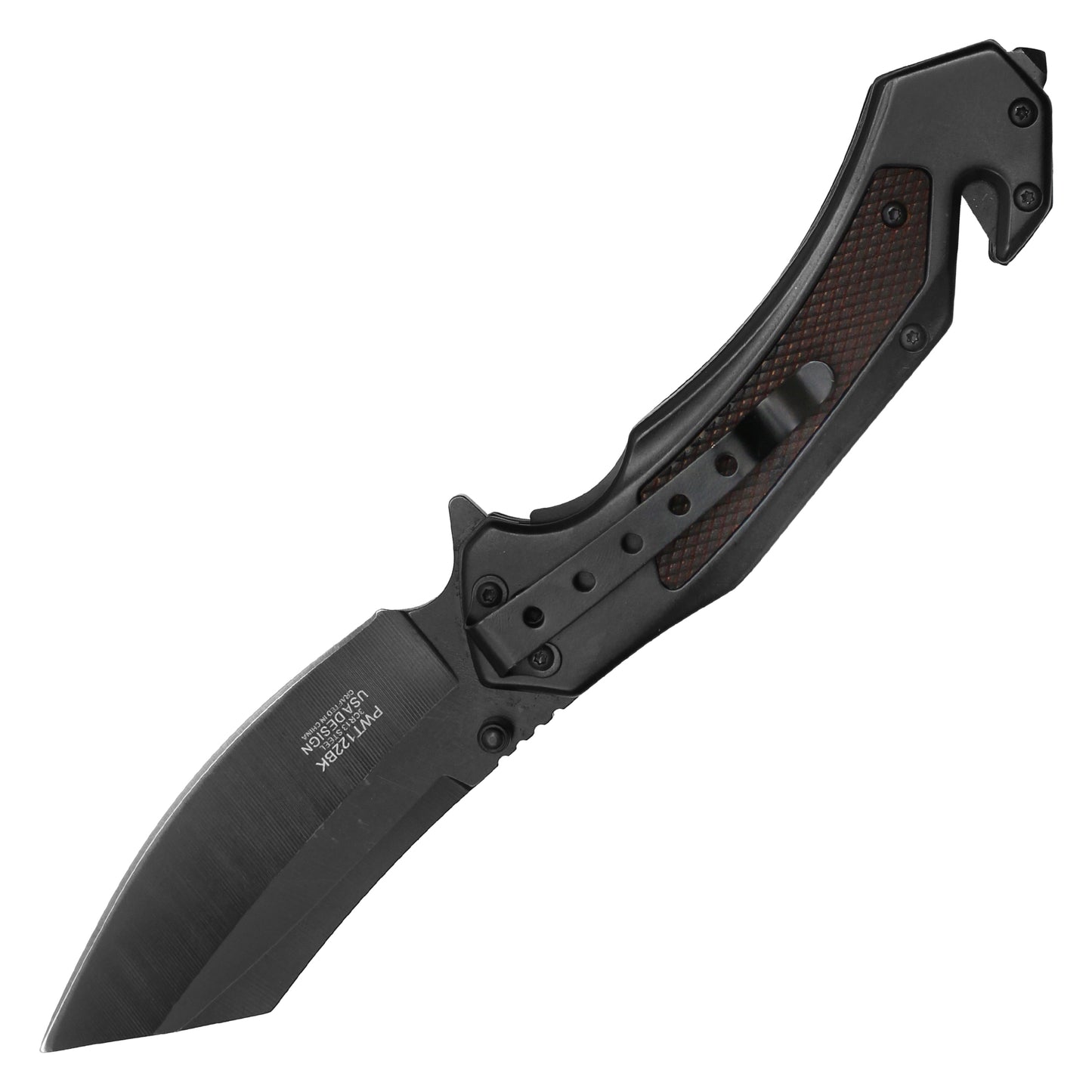 Wartech - 8.5" Black Textured Cleaver | Spring Assisted Pocket Knife