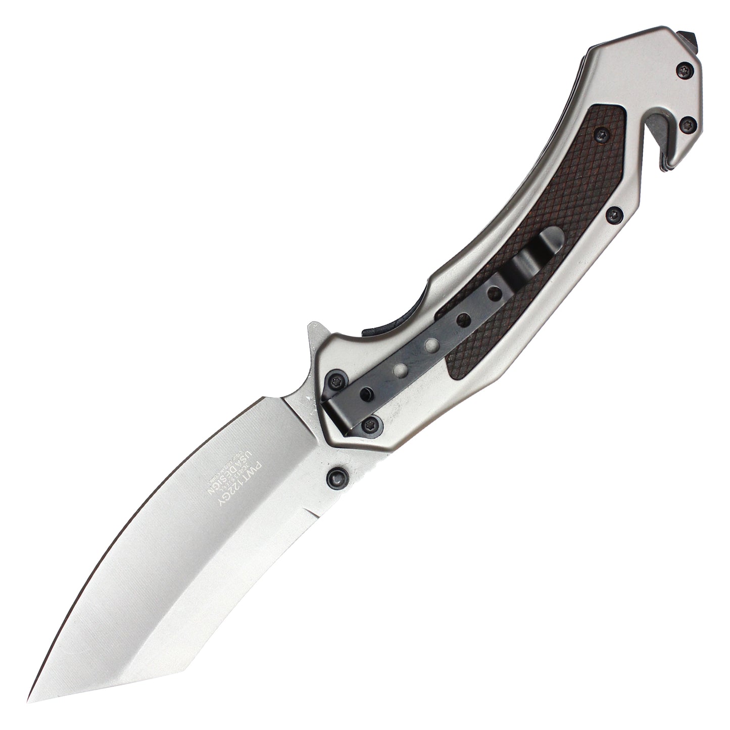 Wartech - 8.5" Silver Textured Cleaver | Spring Assisted Pocket Knife