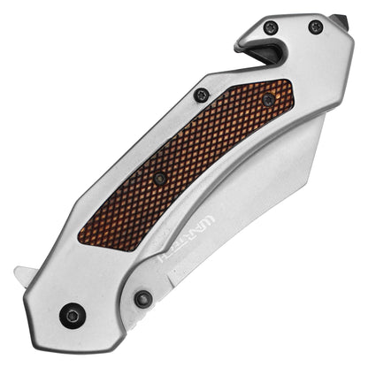 Wartech - 8.5" Silver Textured Cleaver | Spring Assisted Pocket Knife