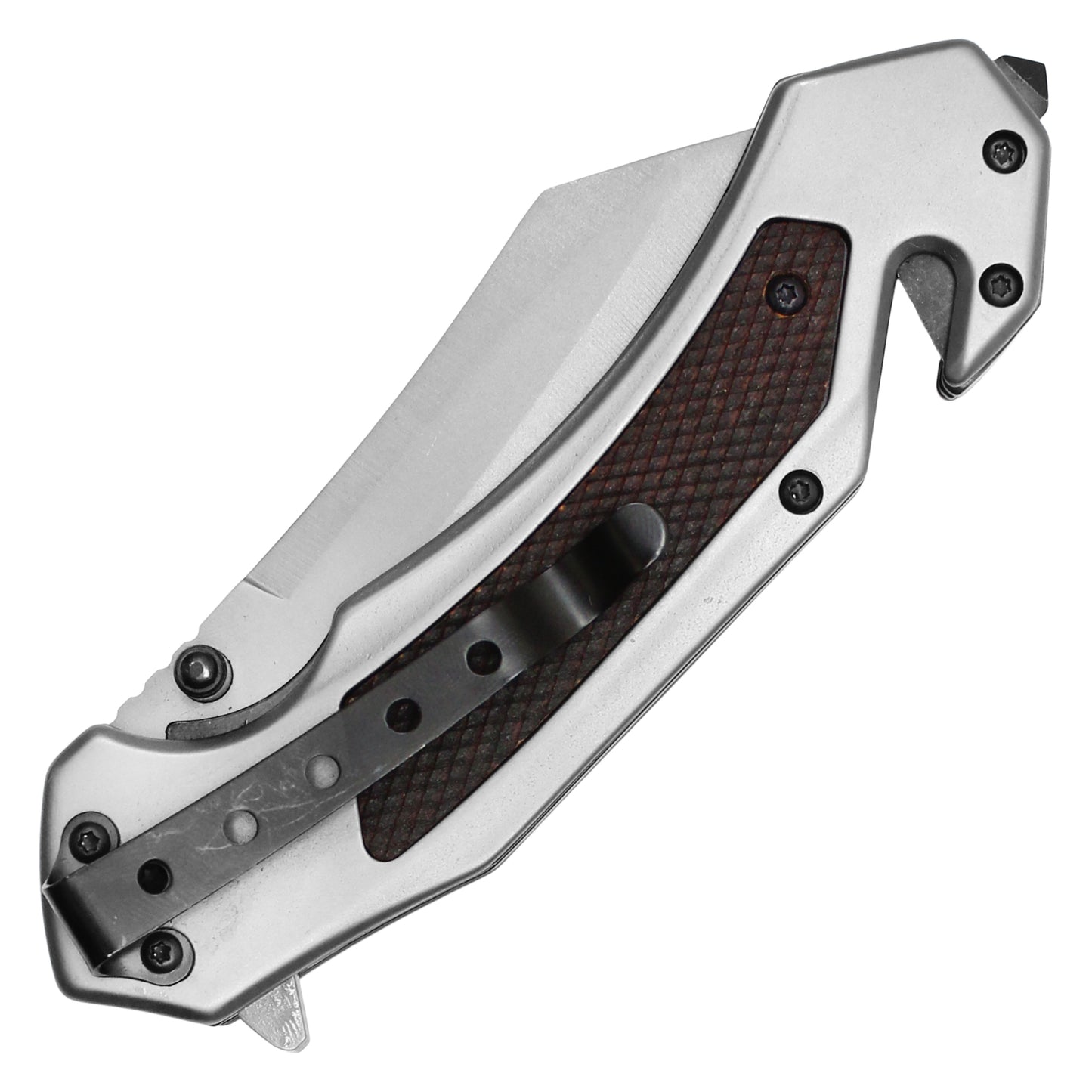 Wartech - 8.5" Silver Textured Cleaver | Spring Assisted Pocket Knife