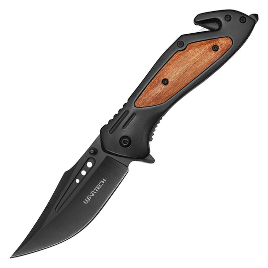 Wartech - 8.5" Black Wood Pocket Knife