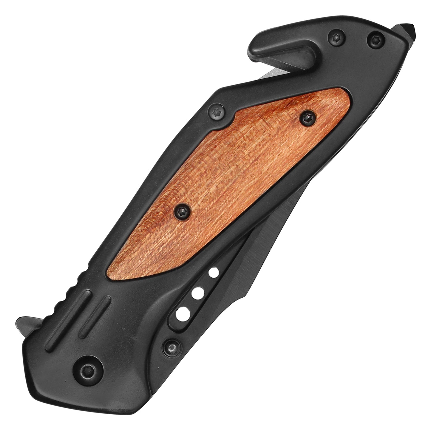 Wartech - 8.5" Black Wood Pocket Knife