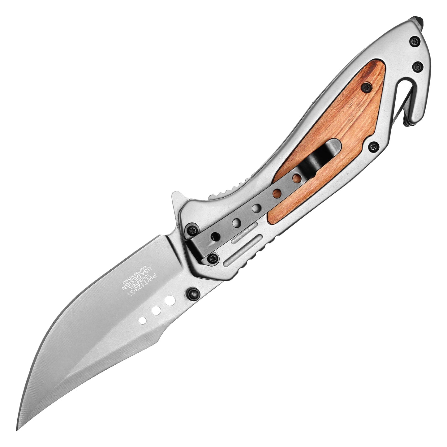 Wartech - 8.5" Gray Wood Pocket Knife