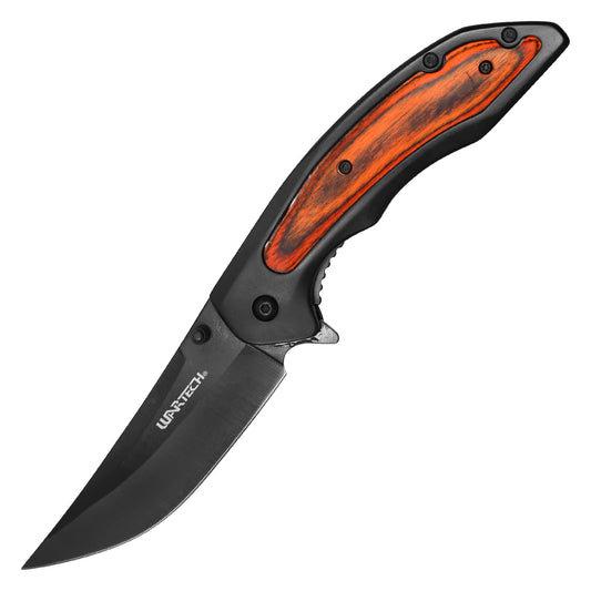 Wartech - 8.25" Black Wood | Spring Assisted Pocket Knife