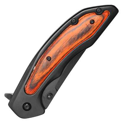 Wartech - 8.25" Black Wood Pocket Knife